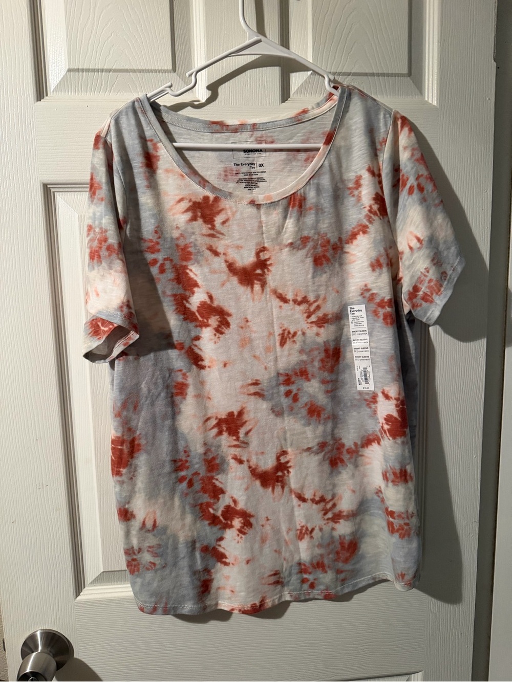 Sonoma Short Sleeve Tie-Dye Tee in Gray and Rusty Orange